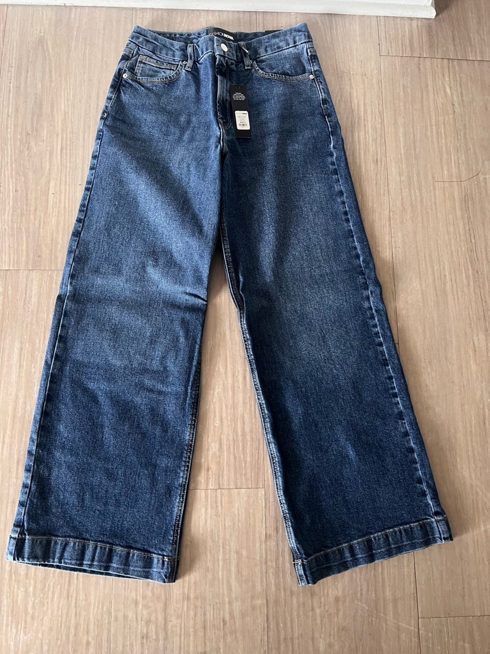 Fashion Nova Dark Wash Wide Leg Jeans - Blue